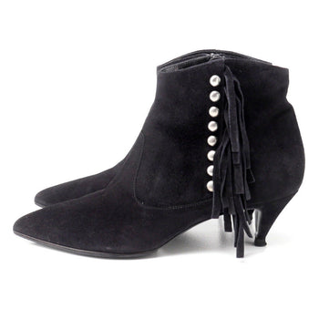 Saint Laurent Paris Boots Suede Leather Black Women 37