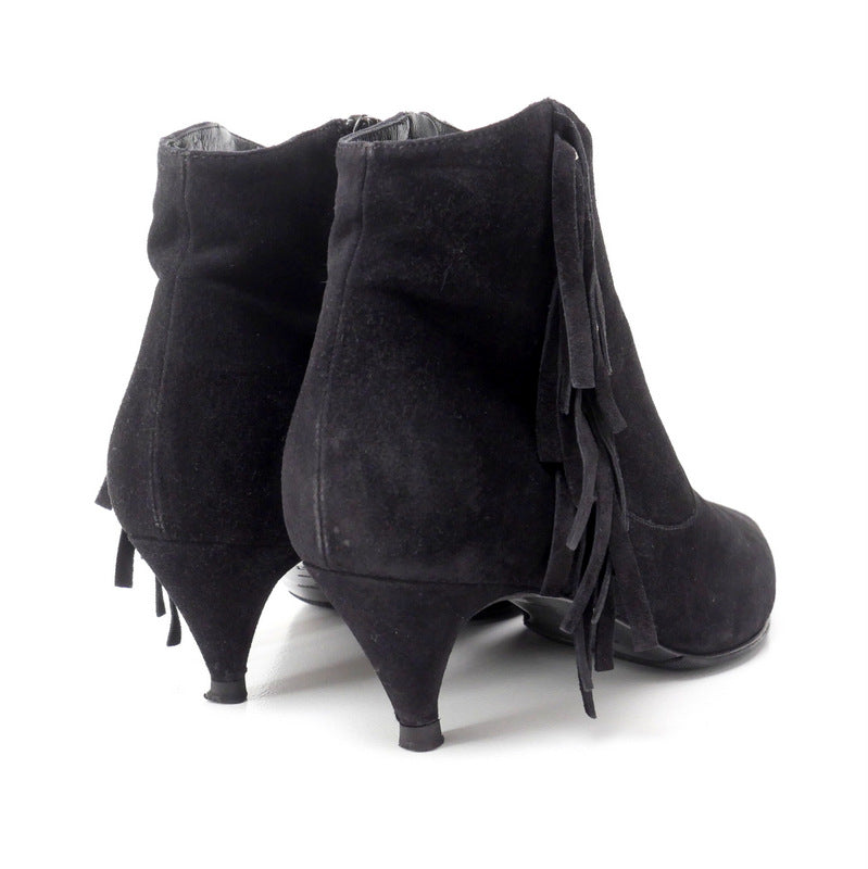 Saint Laurent Paris Boots Suede Leather Black Women 37