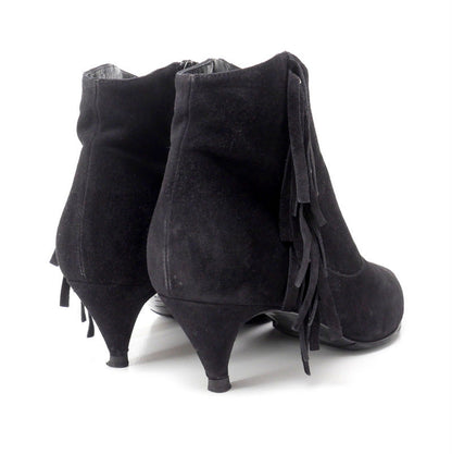 Saint Laurent Paris Boots Suede Leather Black Women 37