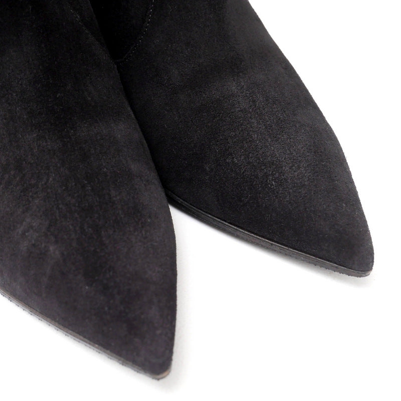 Saint Laurent Paris Boots Suede Leather Black Women 37