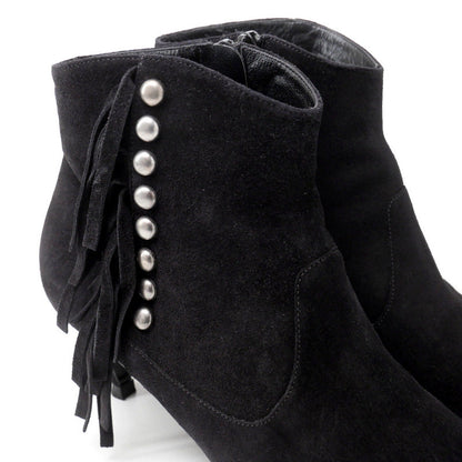 Saint Laurent Paris Boots Suede Leather Black Women 37