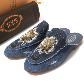 Tod'S Sandals Xxw79A0Ar10 Denim Indigo, Silver, Gold Women 37