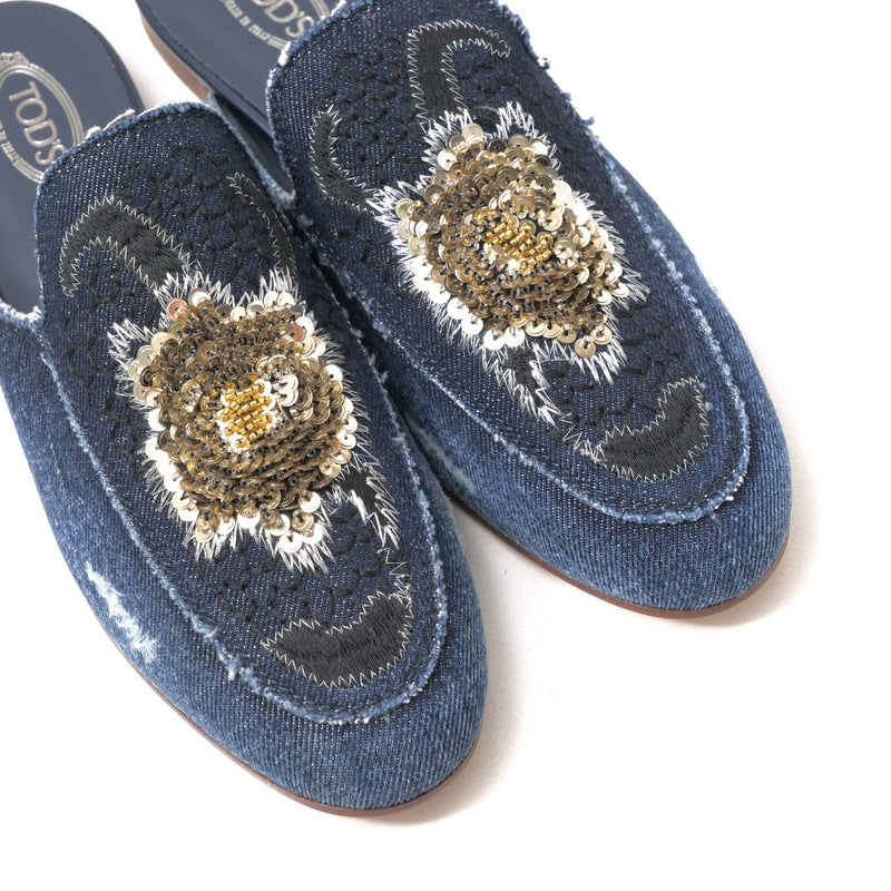 Tod'S Sandals Xxw79A0Ar10 Denim Indigo, Silver, Gold Women 37