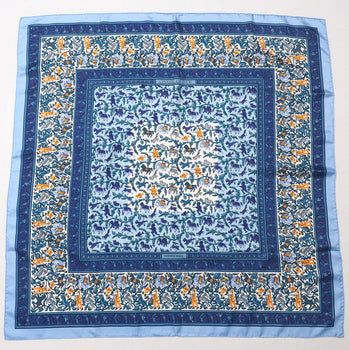 Hermes Scarf Twill Blue Carre90 Chasse En Inde Indian Hunting Women