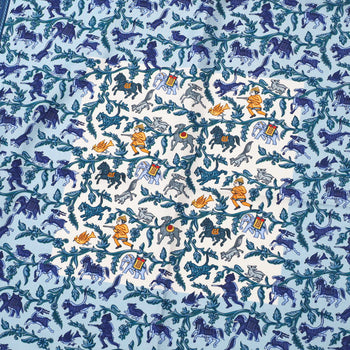 Hermes Scarf Twill Blue Carre90 Chasse En Inde Indian Hunting Women