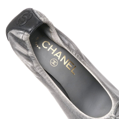 Chanel Pumps G26879 Genuine Leather Gray Black Women 36.5C