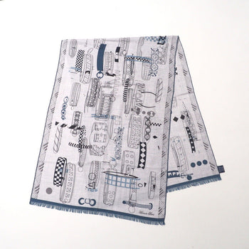 Hermes Stall 694134T Jv~70Vn30 Gray Colliers De Chiens Imprimeur Fou Rectangle Mens