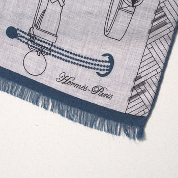 Hermes Stall 694134T Jv~70Vn30 Gray Colliers De Chiens Imprimeur Fou Rectangle Mens
