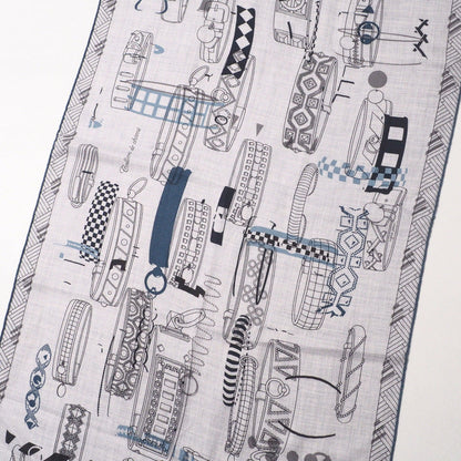 Hermes Stall 694134T Jv~70Vn30 Gray Colliers De Chiens Imprimeur Fou Rectangle Mens