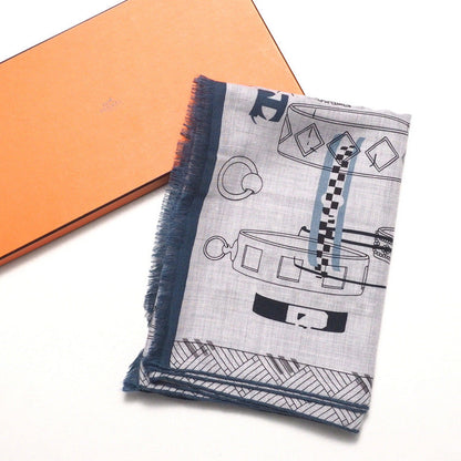 Hermes Stall 694134T Jv~70Vn30 Gray Colliers De Chiens Imprimeur Fou Rectangle Mens