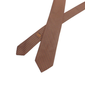 Hermes Tie 339300T Silk Black X Orange Type Mens