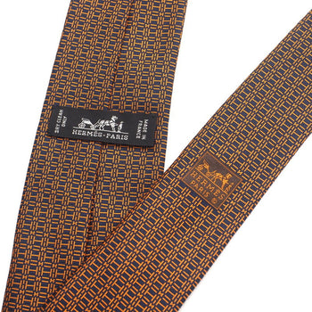 Hermes Tie 339300T Silk Black X Orange Type Mens