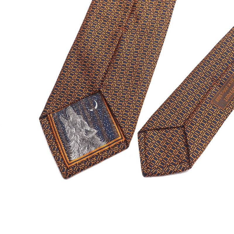 Hermes Tie 339300T Silk Black X Orange Type Mens