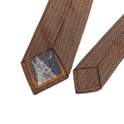 Hermes Tie 339300T Silk Black X Orange Type Mens