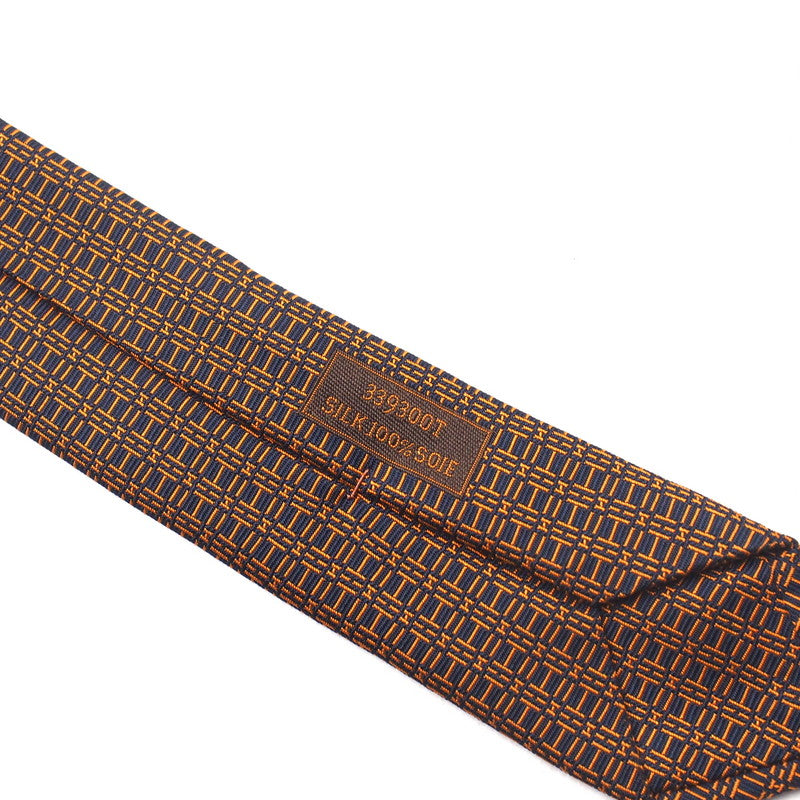 Hermes Tie 339300T Silk Black X Orange Type Mens