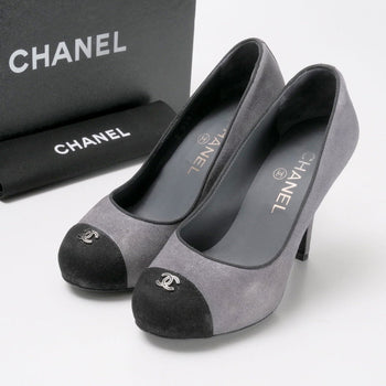 Chanel Pumps G28700 Leather Gray / Black Women 35 1/2C