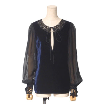 Dolce&Gabbana Blouse Ss0627 Velvet Navy / Black Women 38