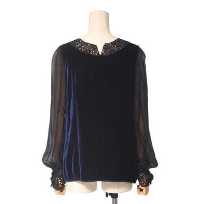 Dolce&Gabbana Blouse Ss0627 Velvet Navy / Black Women 38