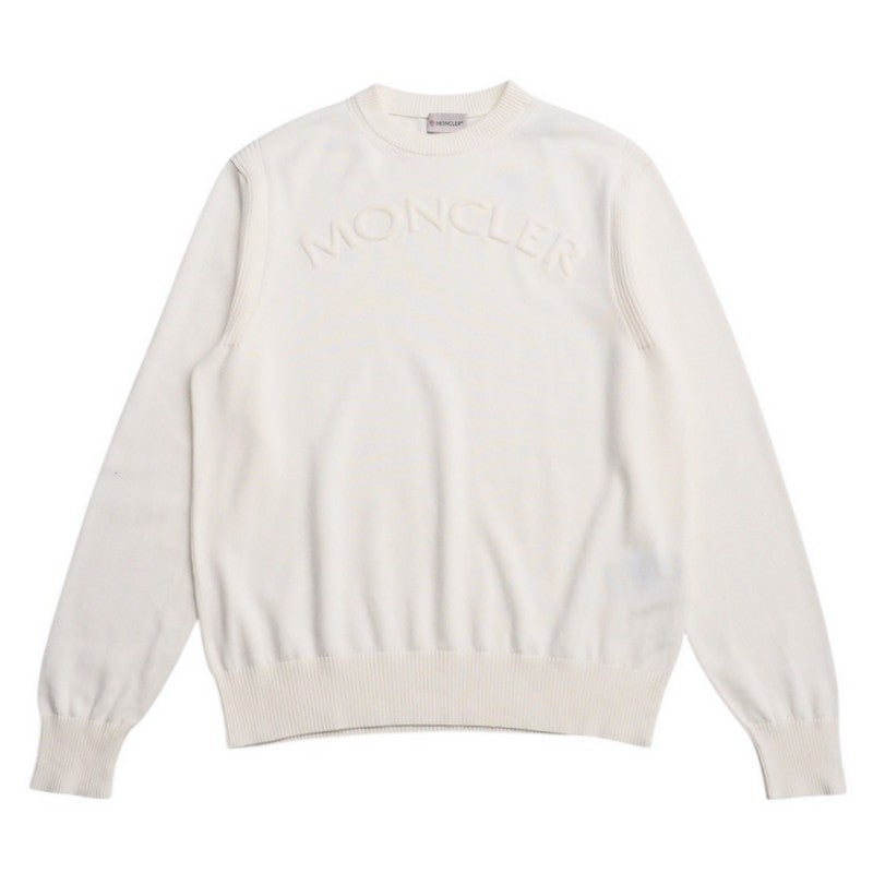 Moncler Knit I10919C00009 Knit White Girocollo Tricot Mens S