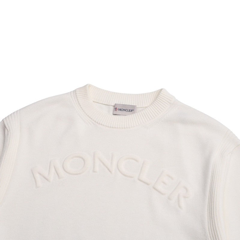 Moncler Knit I10919C00009 Knit White Girocollo Tricot Mens S