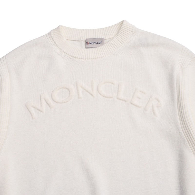 Moncler Knit I10919C00009 Knit White Girocollo Tricot Mens S