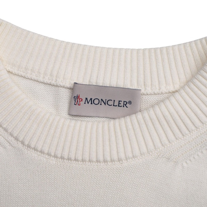 Moncler Knit I10919C00009 Knit White Girocollo Tricot Mens S