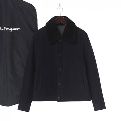 Salvatore Ferragamo Jacket 100% Wool Navy Fur