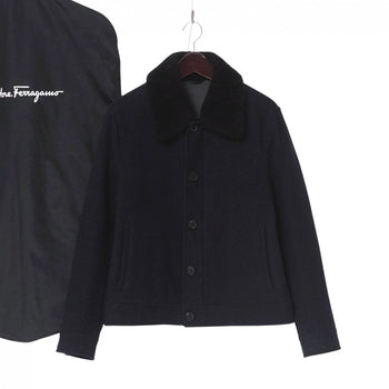 Salvatore Ferragamo Jacket 100% Wool Navy Fur