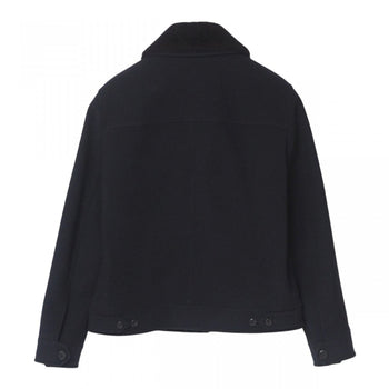 Salvatore Ferragamo Jacket 100% Wool Navy Fur