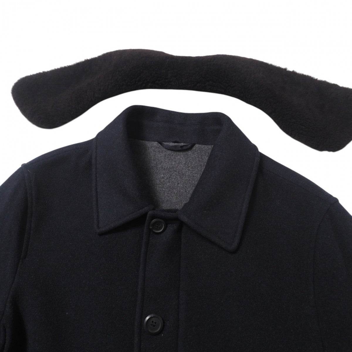 Salvatore Ferragamo Jacket 100% Wool Navy Fur