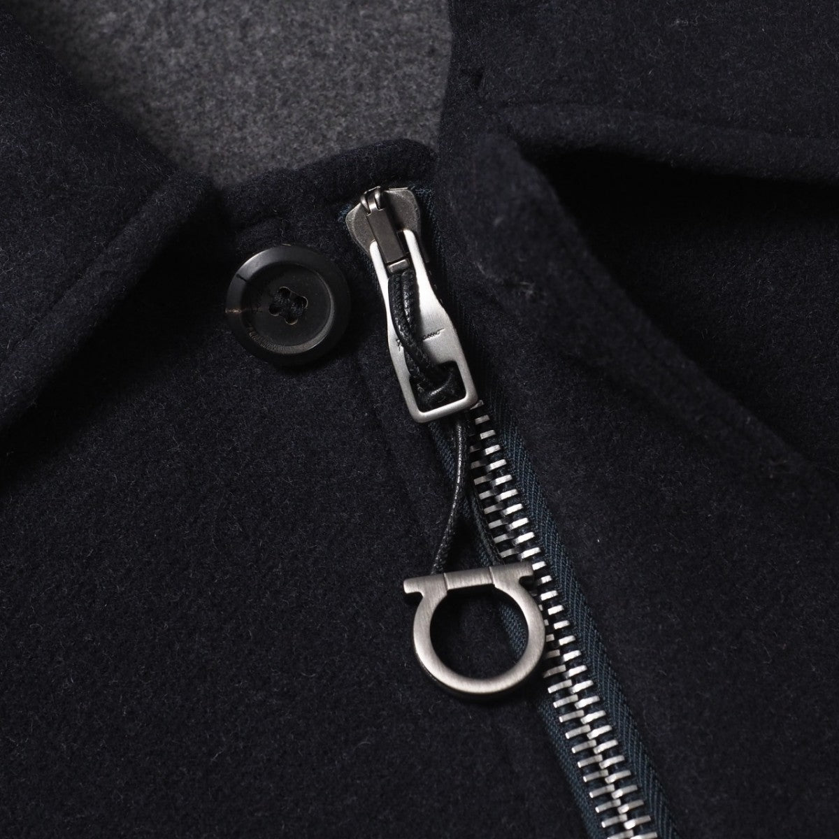 Salvatore Ferragamo Jacket 100% Wool Navy Fur