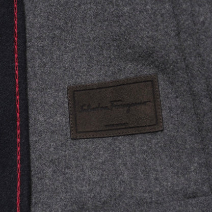 Salvatore Ferragamo Jacket 100% Wool Navy Fur