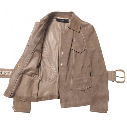 Gucci Jacket 142343.Xc064 Sheep Leather Beige Type Women 38