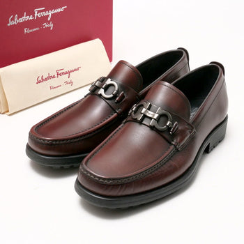 Salvatore Ferragamo Loafers Leather Brown Gatwick Mens 7 1/2