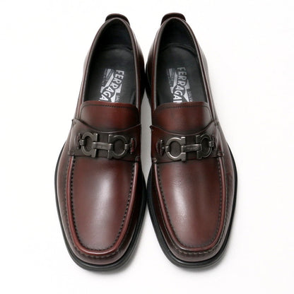 Salvatore Ferragamo Loafers Leather Brown Gatwick Mens 7 1/2