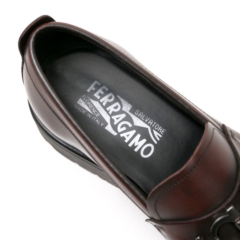 Salvatore Ferragamo Loafers Leather Brown Gatwick Mens 7 1/2