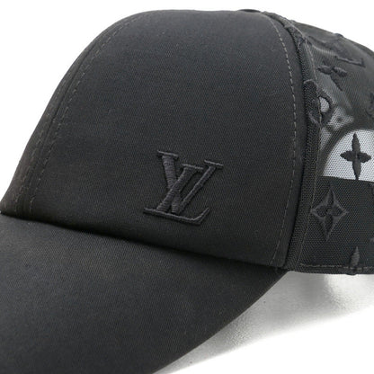 Louis Vuitton Cap M77115 Cotton Polyester Black Cap Baseball Monogram Mesh Mens -