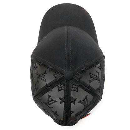 Louis Vuitton Cap M77115 Cotton Polyester Black Cap Baseball Monogram Mesh Mens -