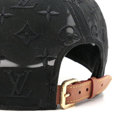 Louis Vuitton Cap M77115 Cotton Polyester Black Cap Baseball Monogram Mesh Mens -