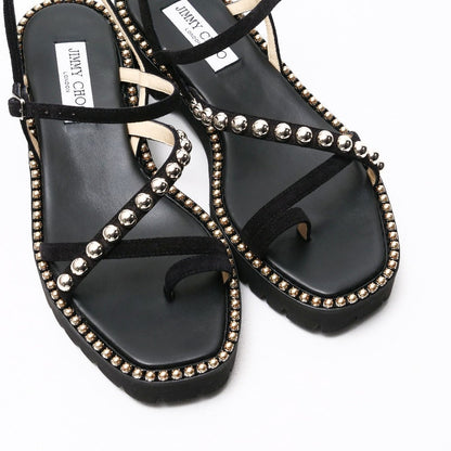 Jimmy Choo Sandals Leather Black Desi Flat 38