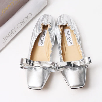 Jimmy Choo Pumps J000167388365 Leather Silver Adalee Ballet Flat 36 1/2