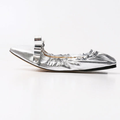Jimmy Choo Pumps J000167388365 Leather Silver Adalee Ballet Flat 36 1/2