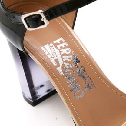 Salvatore Ferragamo Sandals 2428 Patent Leather Black Women 5D