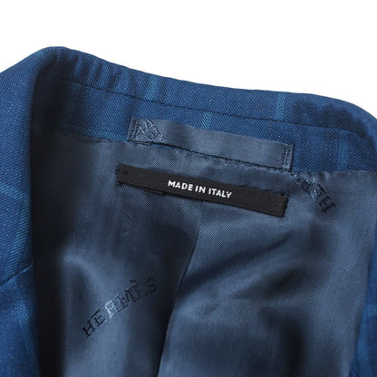 Hermes Suit G9300 73% Wool, 27% Silk Navy Mens 42