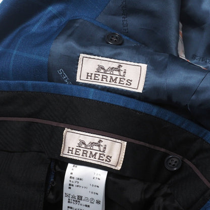 Hermes Suit G9300 73% Wool, 27% Silk Navy Mens 42