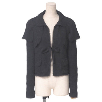 Chanel Jacket P29966 Tweed Black Cruise Women 36