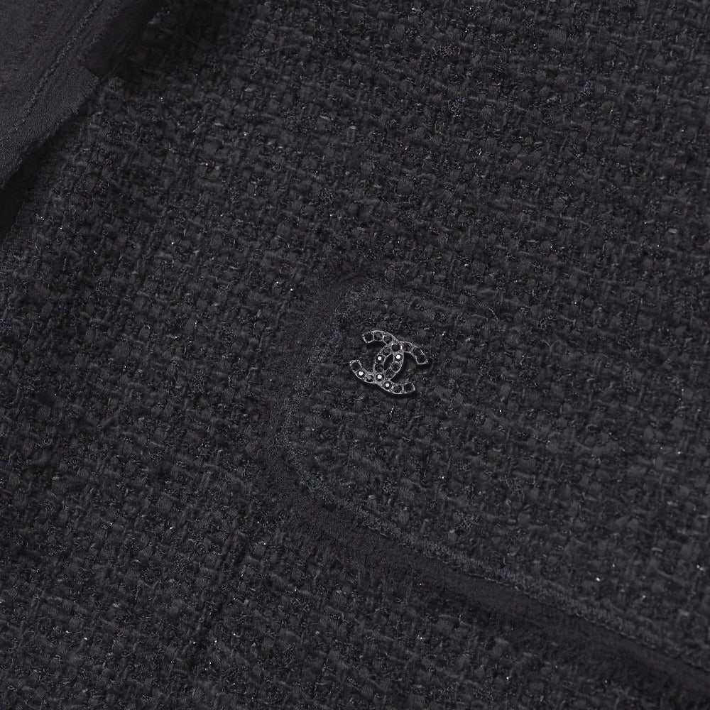 Chanel Jacket P29966 Tweed Black Cruise Women 36