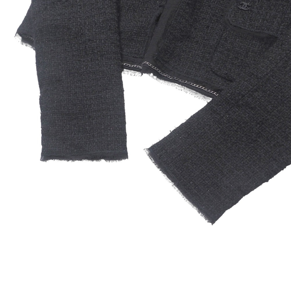 Chanel Jacket P29966 Tweed Black Cruise Women 36