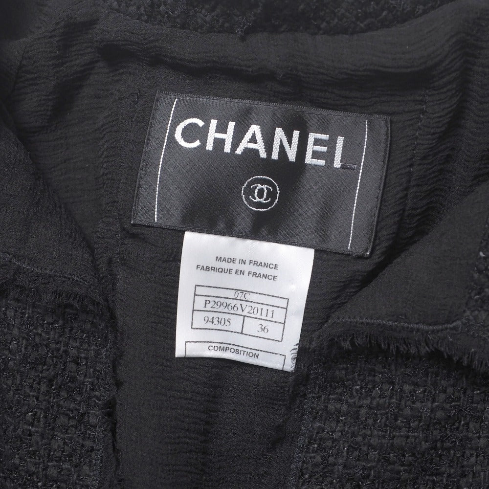 Chanel Jacket P29966 Tweed Black Cruise Women 36