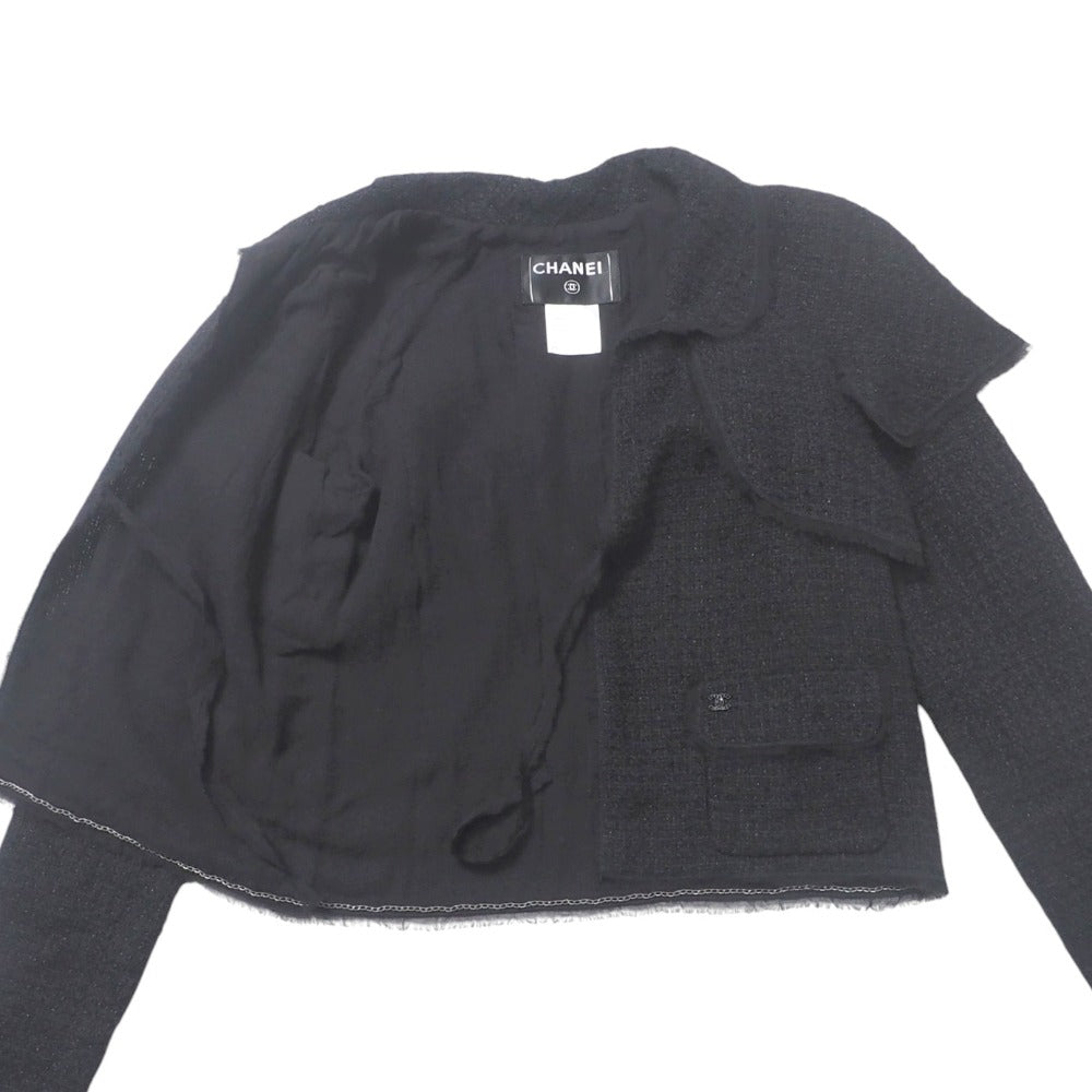 Chanel Jacket P29966 Tweed Black Cruise Women 36